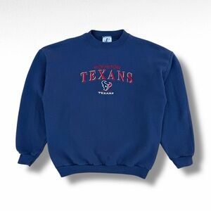 Vintage 90s Logo Athletic Houston Texans Embroidered Sweatshirt Blue Size Large